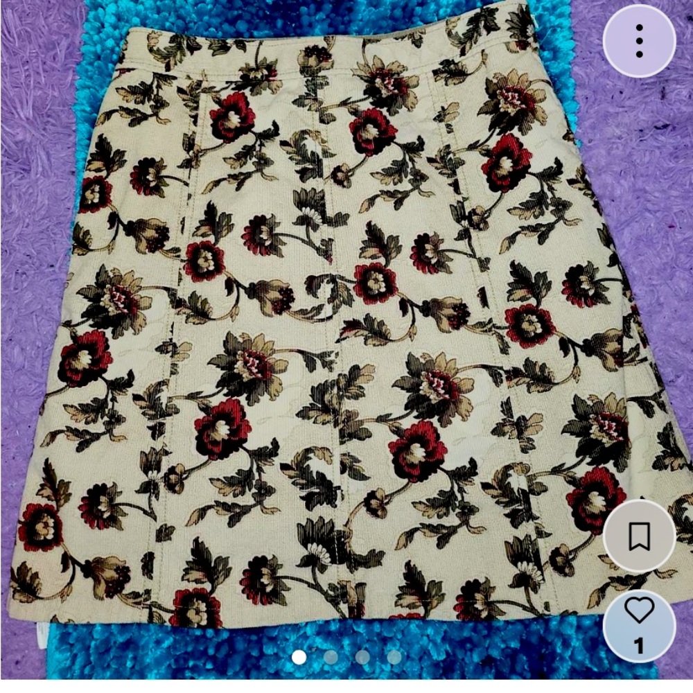 Corduroy floral skirt
